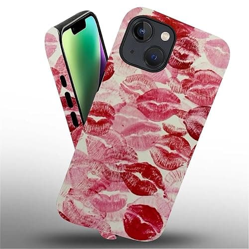 YiXinBB for iPhone 15 Case Shockproof Women Men Protective Hybrid Hard Shell Silicone Cover, M02 Red Lips Kisses G3 thumbnail 2