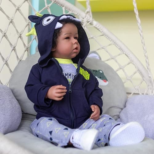 iCradle Reborn Baby Dolls Boy Black Biracial African American Realistic Newborn Baby Dolls Lifelike Ethnic Silicone Reborn Toddler Doll Toy Accessories Gift for Collection & Kids Age 3+ thumbnail 6