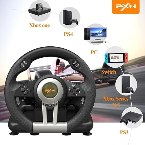 PXN Racing Wheel - Gaming Steering Wheel for PC, V3II 180 Degree Driving Wheel Volante PC Universal Usb Car Racing with Pedal for PS4, PC, PS3,Xbox Series X|S, Xbox One thumbnail 2