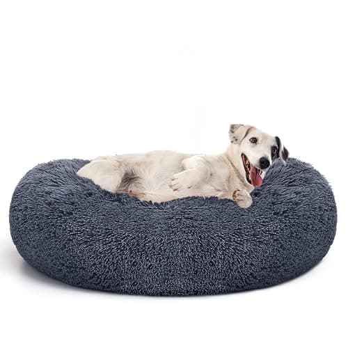 MIXJOY Orthopedic Dog Bed Comfortable Donut Cuddler Round Pet Beds Ultra Soft Washable Dog and Cat Cushion Bed (20''/23''/30'') (30'', Grey-Blue) - Image 1