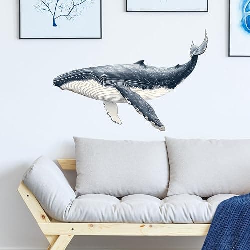 RoyoLam Humpback Whale Wall Decals Removable Ocean Theme Vinyl Stickers for Bathroom Nursery and Kids Playroom Realist Style Decor Peel and Stick Wall Art thumbnail 4