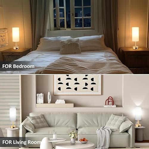 Fenmzee Gold Bedside Table Lamps Set of 2-3 Color Temperatures Pull Chain Lamp with AC Outlet Charging Port, Two Round Night Stand Lamps for Bedroom Office Living Room thumbnail 6