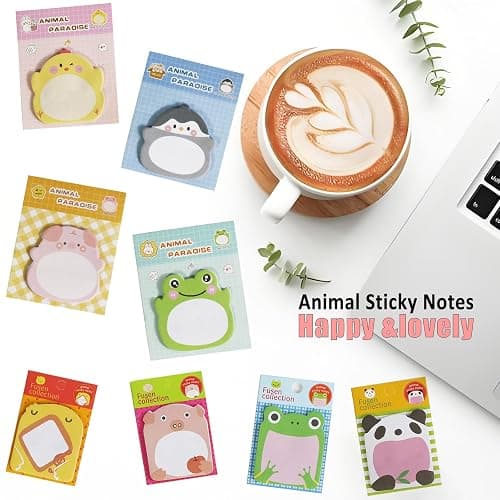 32 Pads Cute Sticky Notes, Animal Sticky Notes Self Adhesive Cartoon Notes Memo Pads Notes Page School Tab for School Office Supplies thumbnail 6