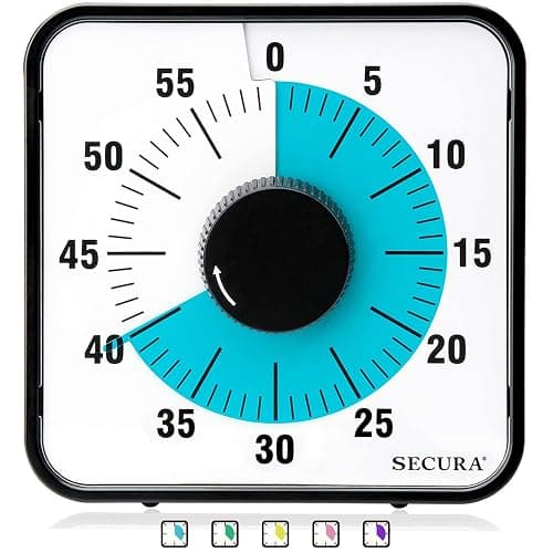 Secura 60-Minute Visual Countdown Timer, 7.5-Inch Oversize Classroom Visual Timer for Kids and Adults, Durable Mechanical Kitchen Timer Clock with Magnetic Backing (Blue) - Blue - Image 1