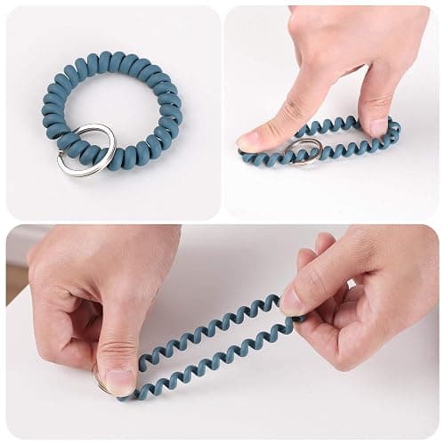 LGEGE 6PCS Stretchable Wristband Wristlet Keychain Wrist Key Chain Wristlet,Spring Flexible Spiral Wrist Coil ​Wrist Key Holder Key Ring for Sauna Gym Pool ID Badge and Outdoor Sports thumbnail 5