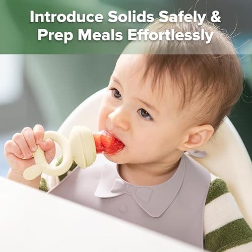 Haakaa Baby Fruit Food Feeder & Mini Freezer Nibble Tray Combo, Breastmilk Popsicle Molds for Baby Cooling Relief, BPA Free Silicone Feeder for Safe Infant Self Feeding, 4 Month+ (Oat) thumbnail 3