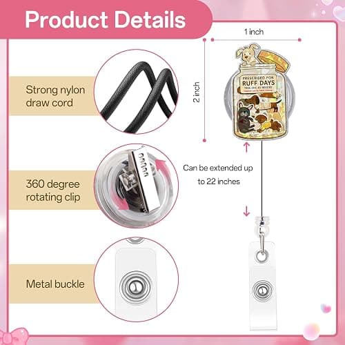Kimoli Funny Nurse Badge Reel Cute Dog Nursing Badge Reel Retractable Positive and Inspirational Id Card Holder with Clip for Rn Healthcare Doctor Nurse Dog Lovers Gifts thumbnail 3