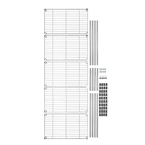 Amazon Basics Unidad de almacenamiento estrecha de 5 baldas con estantes ajustables en altura y patas niveladoras, peso máximo de 453 kg, Cromado, 34 cm x 58.9 cm x 152.5 cm (D x W x H) thumbnail 9
