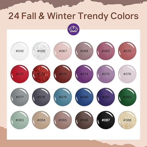 MIZHSE Quick Dry Nail Polish Set, 24 Colors Fall Winter Regular Nail Polish Non Gel, Air Dry Fast Trendy Glitter Bulk Gray Brown Nail Lacquer Oil-based Fingernail Toe Home DIY Gift for Women thumbnail 8