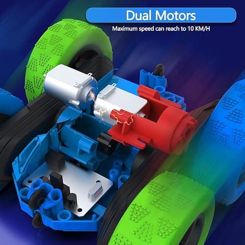 Hamdol Remote Control Car for Kids, 360° Rotating Double-Sided RC Car with LED Headlights, 4WD 2.4GHz Electric Rechargeable Toy Vehicle for Boys and Girls, Perfect Birthday thumbnail 4