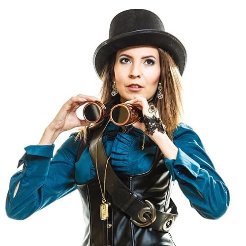 DPKOW Pack of 6 Steampunk Accessories for Women and Men - Glasses, Pocket Watch, Gears, Necklace, Earrings Jewelry Set thumbnail 5
