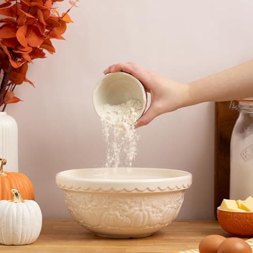 Mason Cash Harvest Pumpkin Mixing Bowl 2 Litre | Embossed Earthenware Mixing Bowl Size 24 | Autumn Baking Bowl for Dough, Cake & Cookie Mixes | Dishwasher Safe thumbnail 7