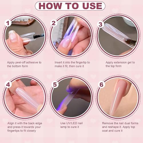 Plman 240 PCS Sandwich Nail Dual Forms, Nail Extension Kit for Beginner & Professional, 14 Sizes Dual Form for Polygel and Builder Gel, Salon and Home DIY Nail Art Tools (Oval) thumbnail 6