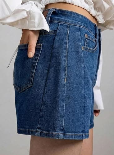 Sidefeel Women's Jean Shorts High Waisted Stretchy Casual Side Seam Denim Shorts thumbnail 3