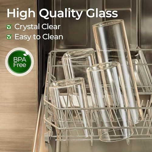 ComSaf Glass Spaghetti Pasta Storage Container with Lids 2 Qt Set of 3, Tall Clear Airtight Food Storage Jar with Wood Cover Kitchen Pantry Storage Container for Noodles Flour Cereal Coffee Beans thumbnail 5