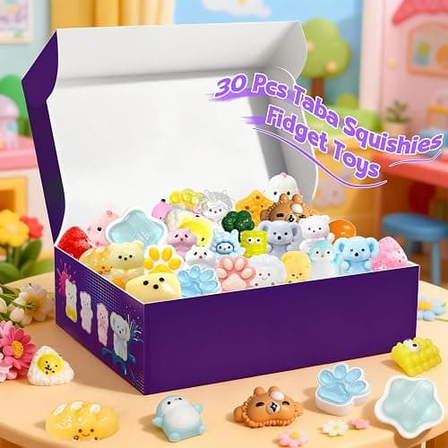 30Pcs Mini Taba Squishies Kit Fidget Toys, Include Mini Taba Squishies Pack with 24 Easter Cards, Kawaii Stress Relief Toys Squeeze Toys Party Favors for Kids 4-8 8-12, Classroom Birthday Easter Gifts thumbnail 4