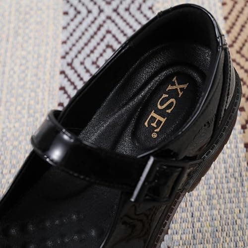 XSE Mary Jane Shoes Women Black Platform Mary Janes for Womens Flats Non Slip Loafers School Office Dressy Casual Work Shoes thumbnail 5