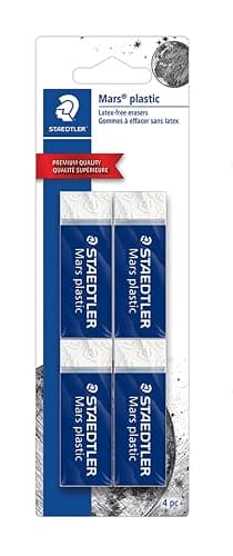 STAEDTLER Mars Plastic Vinyl Erasers (4-Pack), White Erasers for Clean & Precise Results - Latex-Free, Minimal Crumbling, Made in Peru thumbnail 4