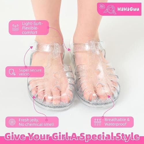 HaHaGuu Girls Jelly Sandals Summer Costume Princess Dress Flat Breathable Waterproof Fisherman Gladiator Shoes For Girl Closed Toe Beach Flat-Sandals For Toddler Little Kid Big Kids thumbnail 5