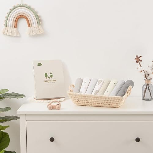 Susurration Muslin Cloths for Baby, 100% Cotton Baby Muslin Squares Cloths for Newborn Boy and Girl, Soft, Breathable and Extremely Absorbent Baby Muslin Burp Cloths, 60 x 60 cm, 8 Pack thumbnail 7