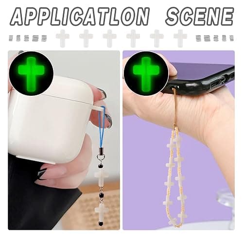 Magibeads 100Pcs Glow in the Dark Acrylic Cross Beads Crucifix Focal Beads White Cross Charms for Easter Pens Keychain Crafts DIY Jesus Bracelet Rosary Jewelry Making Supplies 16x12mm thumbnail 5