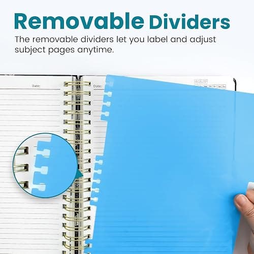 Taja Large Spiral Notebooks for Work 5 Subject with Removable Dividers | 8.5" x 11" Pretty Hardcover Notebook Journal for Women, College Ruled, Perfect for Study & Office , 280 Pages, Secret Sea thumbnail 4