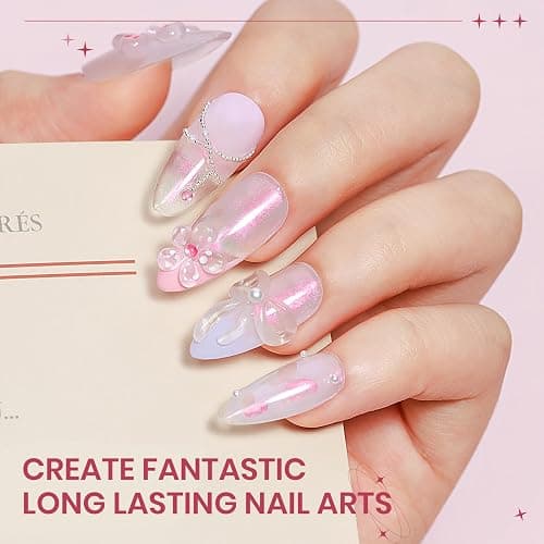 SUPWEE Pink Aurora and Clear Nail Extension Gel Solid Builder Gel for Nails 3D Sculpture Molding Carving Home DIY Gift for Women Girls thumbnail 5