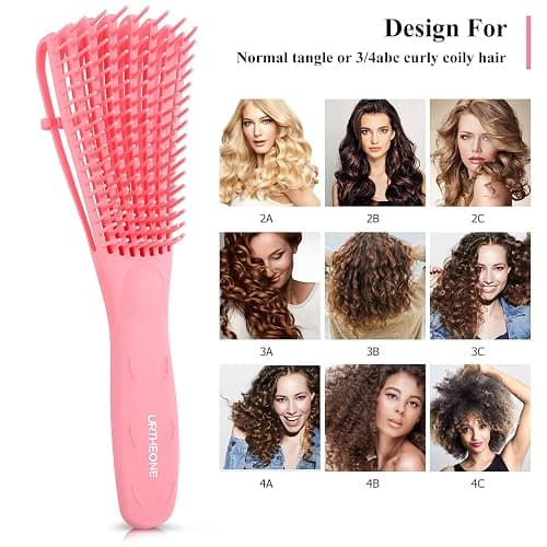 Detangling Hair Brush, Detangling brush for Adults and Kids, Comb Set for Kinky Curly Coily and Wavy Hair, For Wet and Dry Hair, Afro American Type 3a-4c, Comfortable Grip, Easy to Clean(Pink) thumbnail 4