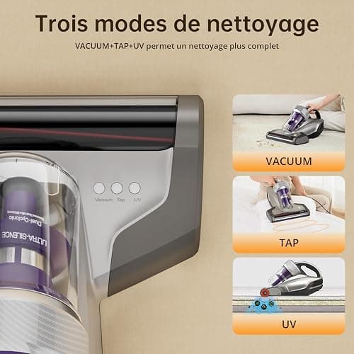 Jimmy JV35 Aspirateur Matelas Anti Acariens 700W avec Stérilisation UV-C, Chauffage à 60℃, Système de Filtration Dual-Cyclonic, Aspirateur pour Matelas, Lit, Tapis, etc. thumbnail 8