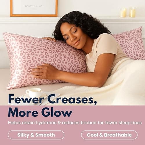 LCBD Satin Body Pillow Case for Hair and Skin, Pink Leopard Printed Silk Satin Body Pillowcase Cover, 20x54 Cheetah Print Body Cooling Pillow Cover with Envelope Closure thumbnail 3
