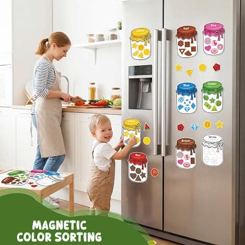 10Pcs Magnetic Color Sorting Set, 60 Cute Shape Fridge Magnets for Color Sorting Fine Motor Skills thumbnail 5