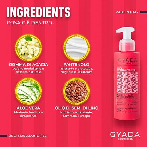 GYADA COSMETICS, Fluido Gel Modellante per Capelli Ricci e Mossi, Effetto Definito, 98% Ingredienti Naturali, ad Azione Disciplinante e Anticrespo, Con Aloe Vera e Oli di Argan, Cocco e Lino, 150 ml thumbnail 8