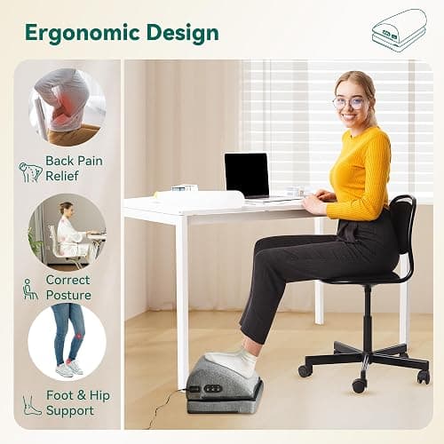 Snailax Heated Foot Rest Under Desk at Work, Desk Foot Stool with Heat & Vibration Massage, Adjustable Height, 2 Heat Levels Foot Warmer Feet Heater for Office Chair, Gaming Home Use thumbnail 3