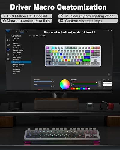 AULA F87 Pro Wireless Mechanical Keyboard,Tri-Mode BT5.0/2.4GHz/USB-C Hot Swappable Custom Keyboard,Pre-lubed Switches,Side Printed PBT Keycaps,75% TKL RGB Backlit Gaming Keyboards thumbnail 8