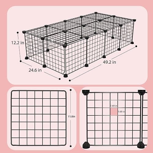 Guinea Pig Cages with Door and Top, 50x25x12inch Small Animal Cage, 20pcs Metal Grid Panels Small Animal Playpen, Expandable Cage for Guinea Pigs, Rabbits, Hamsters and Hedgehogs, Kitten thumbnail 2