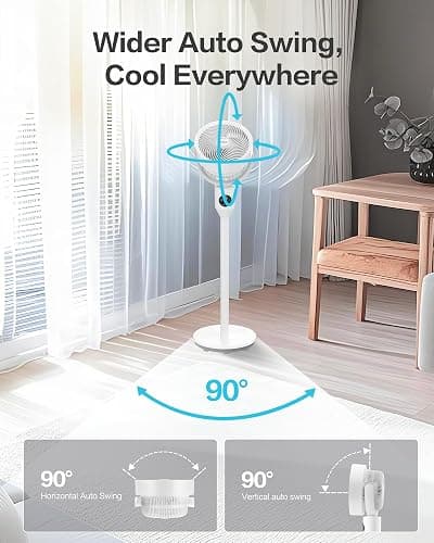 Candy Standing Fan for Bedroom, 3 Heights Adjustable Pedestal Fan with Remote, 90° Oscillating Floor Fan, 8 Speeds & 3 Modes, 25dB Quiet Room Fan, 12H Timer, for Dorm, Home, Office thumbnail 4