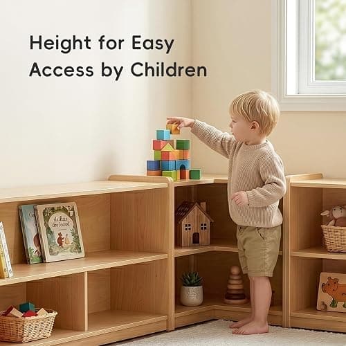 OOOK L-Shape Montessori Bookshelf for Compact Corner Space, Corner Shelf | FSC Plywood, Use Alone or Fits Shelf Combination Series, Montessori Furniture in Kids Room, Daycare, Nursery, Classroom thumbnail 6
