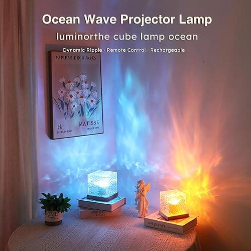 ZLDYPINK Ocean Wave Projector Light, 16 Colors Luminorthe Cube Lamp, 3D Holographic Water Ripple Lamp with Remote Control, Night Light for Bedroom, Home, Party Mood Lighting thumbnail 4