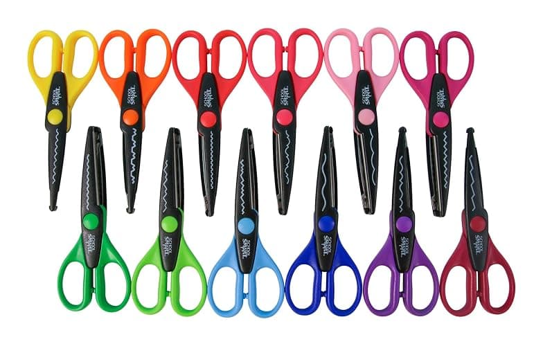 School Smart Paper Edger Scissors, 6-1/2 x 2-1/2 Inches, Assorted Colors, Set of 12 thumbnail 4