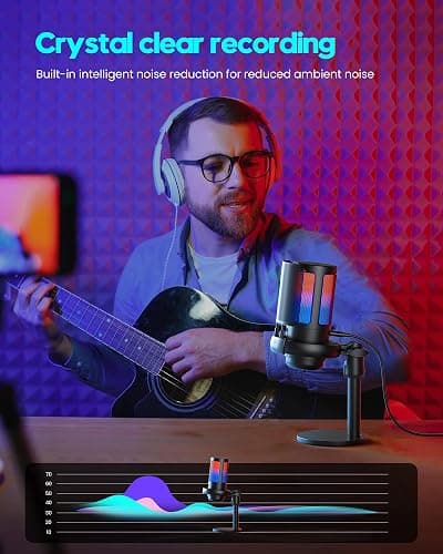 Gaming Microphone for PC: USB Mic for Podcasts Videos & Streaming - Condenser Mic with Quick Mute & Pop Filter - RGB Microphone Gift for Gamer boys - Compatible with PS4/5 & Computer & Laptop thumbnail 7