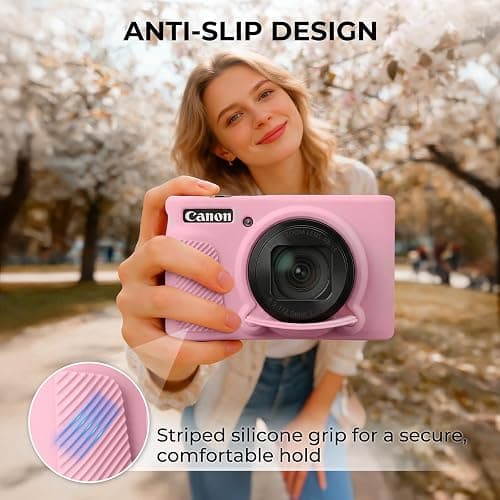 Kliksys Case for Canon PowerShot SX740 HS, SX730 HS Camera - Pink | Canon SX740 HS Cover and Accessories, Soft Silicone Case with Removable Lens Cover, 2 Screen Protectors & 1 Wrist Strap thumbnail 3