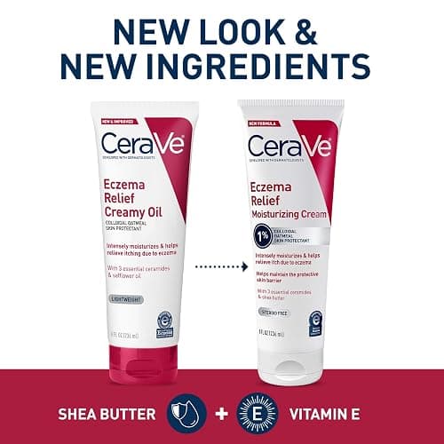 CeraVe Eczema Relief Moisturizing Cream with Colloidal Oatmeal, Shea Butter & Vitamin E For Dry Skin & Itchy Skin Relief, Steroid Free & Paraben Free, 8oz thumbnail 2