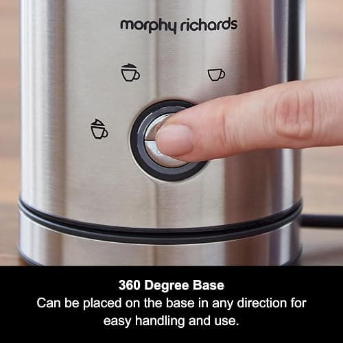 Morphy Richards Milk Frother Electric 4 in 1, Non Stick Coating, 4 Programs, Auto Switch Off, LED Function Button, 300ml Capacity, Dairy Free Alternatives, Cordless Jug, 600W, Stainless Steel, 210003 thumbnail 4