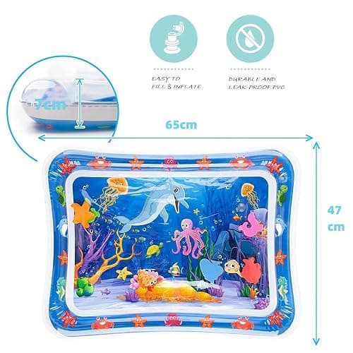 Zenovate Tapis Eau Bebe Eveil, Tummy Time Tapis d'eau Bébé Gonflable, Tapis Sensoriel Bébé pour tout-petits, Cadeau Bebe Jouet Bebe 3 6 9 12 Mois thumbnail 3
