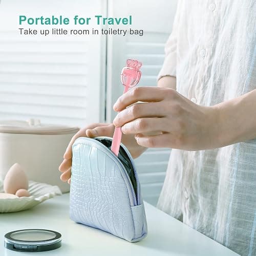 Mspan Tongue Scraper Cleaner Brush: Tongue Care Cleaning Scrubber with Plastic Travel Case Cover for Adults kids - Clean Oral Bad Breath Pink White 2 Pack thumbnail 6