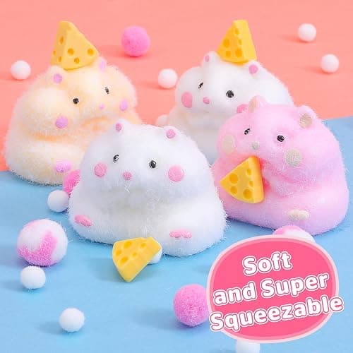 4pcs Taba Squishy Hamster Fidget Toys, Big Soft fufu Hamster Squishy Toy, Cute Taba Toys for Stress Relief, Hamster Fidget Toys Suitable Adults Kids thumbnail 3