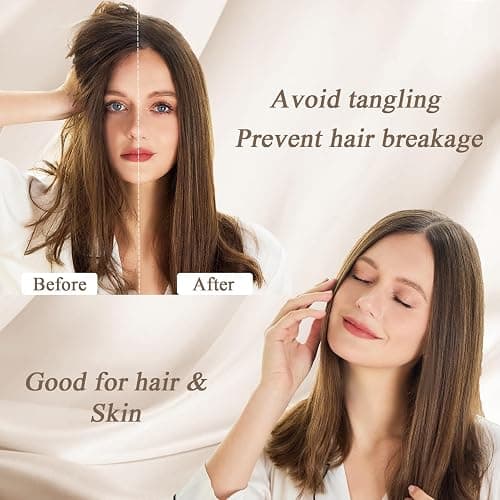 Vielit 2 Pack Satin Pillowcase for Hair and Skin Cooling,Soft as Silk Pillowcase for Hair and Skin,Easier Care than Silk Pillow Case Beige 50x75cm Gifts for Women Envelope & 2 Scrunchies thumbnail 4