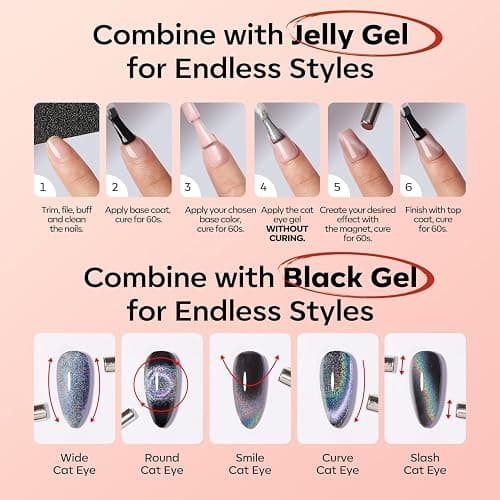 modelones Red Cat Eye Gel Nail Polish Glod Magnetic Glitter | Holographic Red Ruby Gel Polish Reflective Jelly Translucent UV Gel Manicure 15 ML thumbnail 8