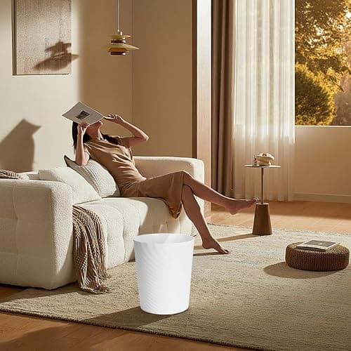 TEIUKAX Trash Can - Small Waste basketbin - 1.8 Gallon- for Office,Home,Bathroom,Kitchen - White thumbnail 6