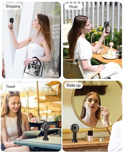 EasyAcc Mini Handheld Fan, Portable Personal Pocket Fan Lifetime Service Powerful Wind 3 Speeds with Lanyard and Detachable Base Cooling Desk Fan for Kids Elderly Women for Travel Outdoor Office Pink - Pink thumbnail 5